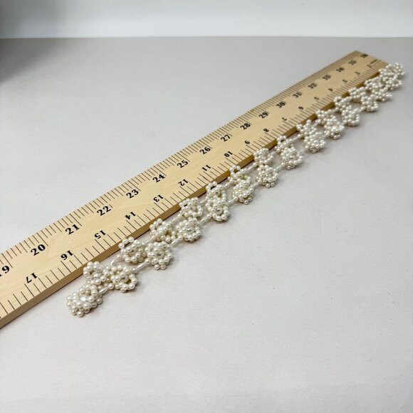 Vintage Imitation Pearl Knot Station Necklace Long Length Creamy White‎ Coquette - Picture 8 of 8